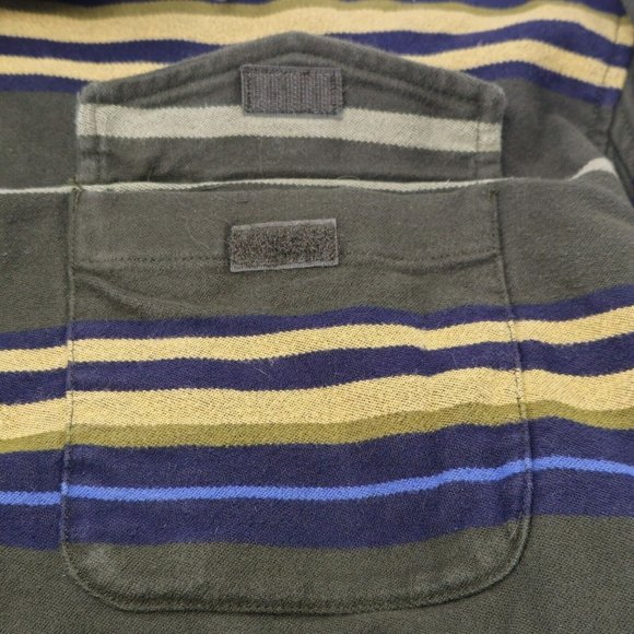 Duluth Trading Co Shirt Heavy Button Up Striped Men's XL Tall Multicolor Pockets - Picture 5 of 9